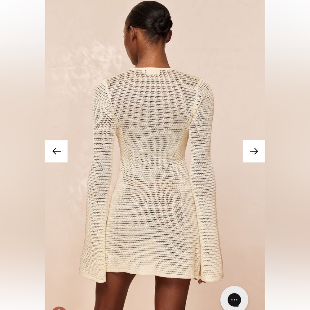 MONTEGO MINI DRESS - IVORY SHINY TREBLE KNIT Monday Swimwear Cream Knit Coverup - Picture 4 of 9